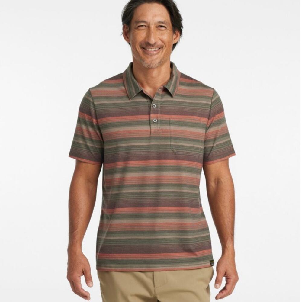 L.L.Bean Everyday SunSmart Striped Polo Shirt Size L Tall Short-Sleeve